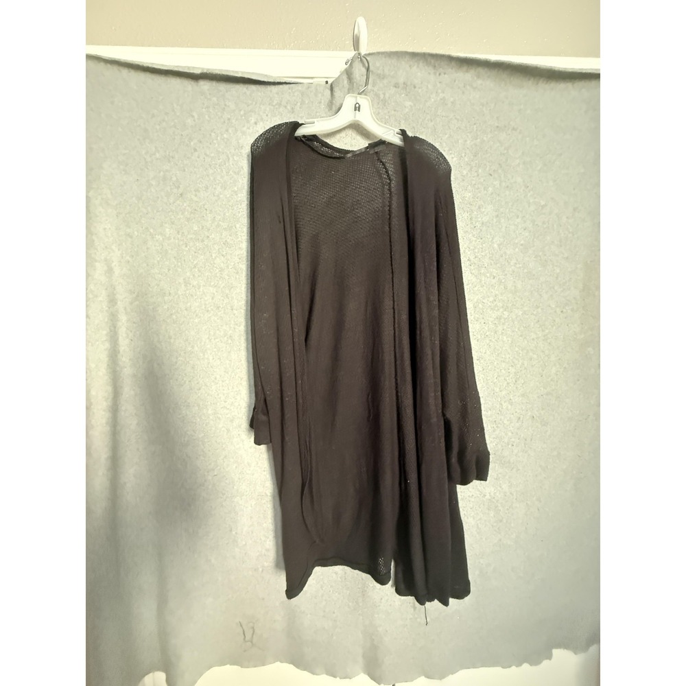 Torrid Cardigan Sweater Womens 0 Black Open Knit Lightweight Longline Duster